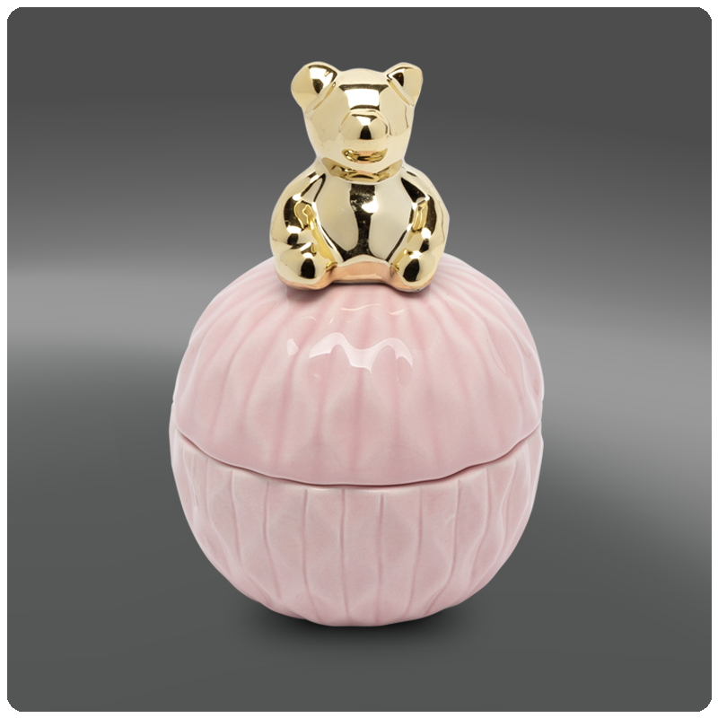 Массажная аромасвеча в вазе "Розовый мишка" 